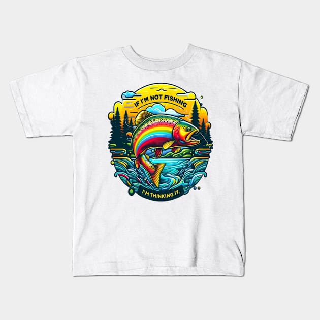 Vibrant Dawn on the Angler’s Dream Rainbow Trout Kids T-Shirt by coollooks